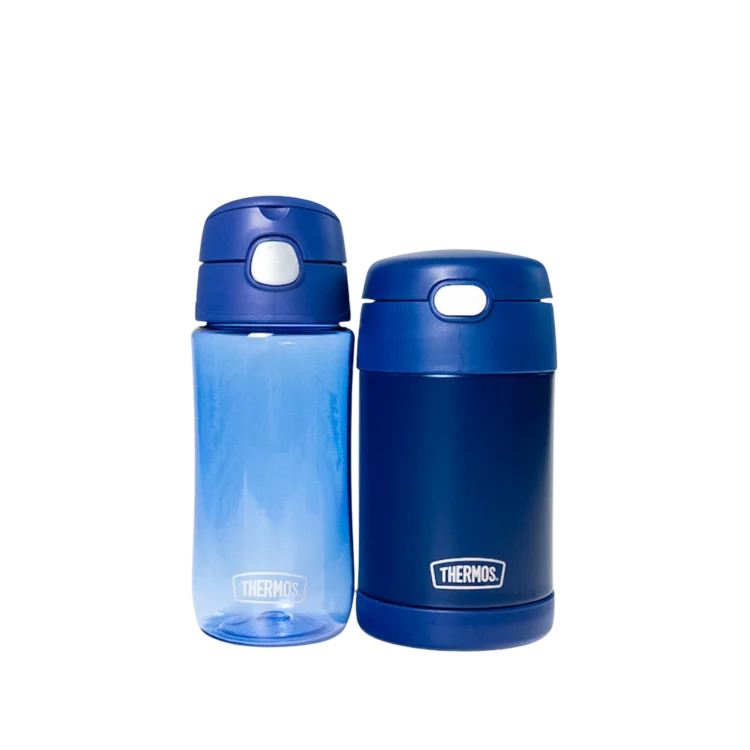 Combo Contenedor de Comida 470ml  + Botella Tritan 470ml Thermos Azul
