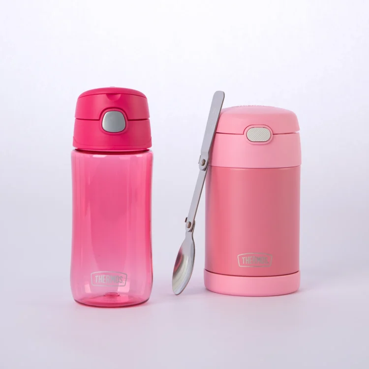 Combo Contenedor de Comida 470ml  + Botella Tritan 470ml Thermos Rosa