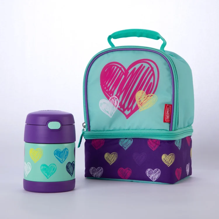 Combo Lunchera + Contenedor 290ml Thermos Corazones